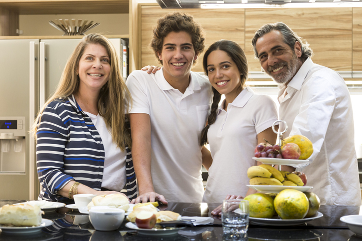 Brazilian family having a traditional breakfast.Coronavirus: My new life as a mom