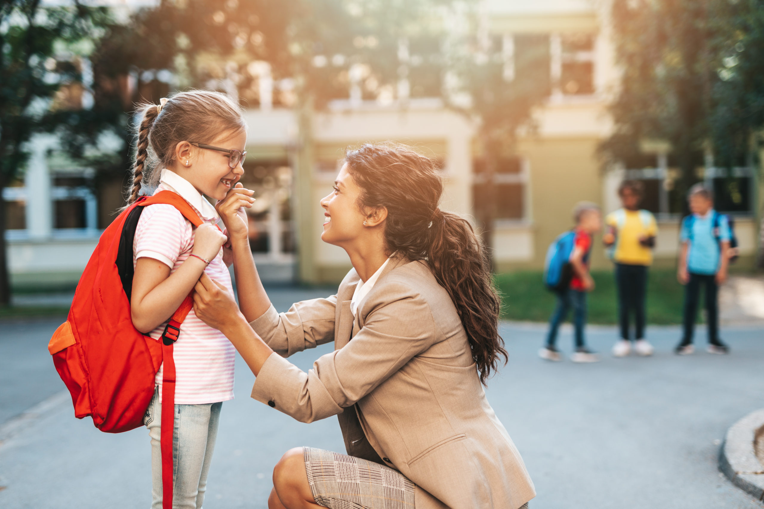 First,Day,At,School.,Mother,Leads,A,Little,Child,School